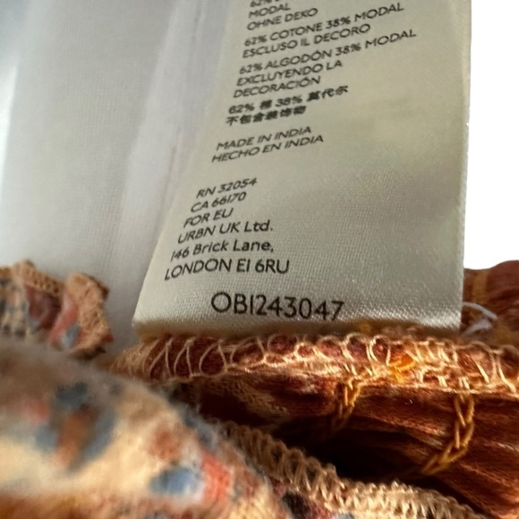 Free People Womens Next Vacation Top Smocked V-Neck Blouse Sz Small Multicolor - Picture 10 of 12